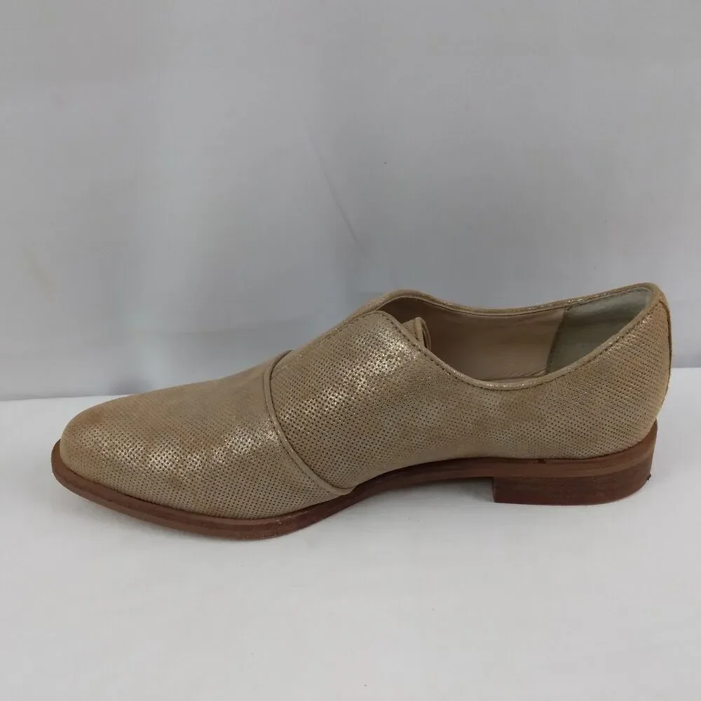 ISOLA Loafers Flats Gold Metallic Pointed Toe Slip On Shoe Women's 6.5
